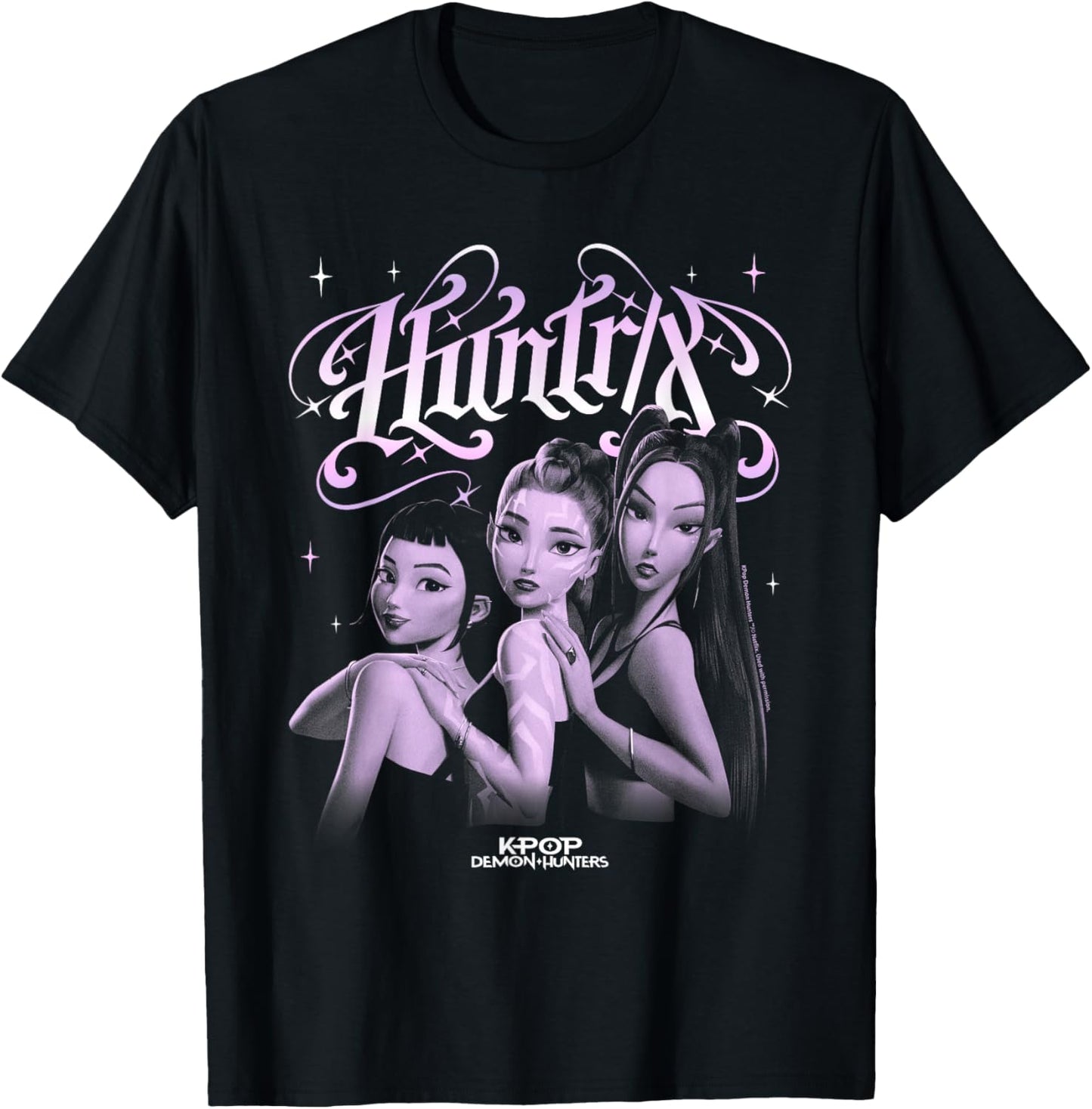 KPop Demon Hunters Huntrix Gothic Officially Licensed T-Shirt - T-Shirt | Black