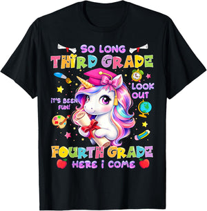 So Long 3rd Grade Look Out 4th Grade Unicorn Last Day School T-Shirt - T-Shirt | Black