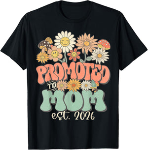 Promoted to Mom 2026 Wildflower Pregnancy Expecting Baby T-Shirt - T-Shirt | Black