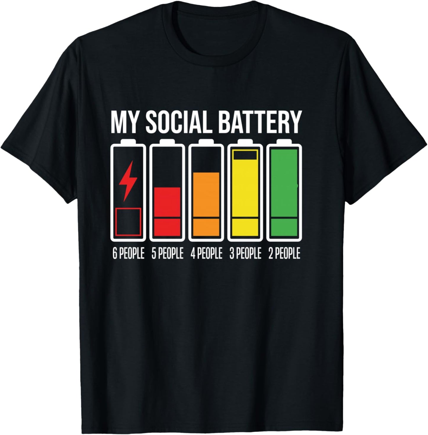 My Social Battery Low Energy Anti Social Introverti Manche Longue T-Shirt - T-Shirt | Black