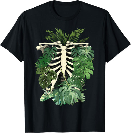 Skeleton Plant Body Monstera Leaf Plant Mom Gardening Women T-Shirt - T-Shirt | Black