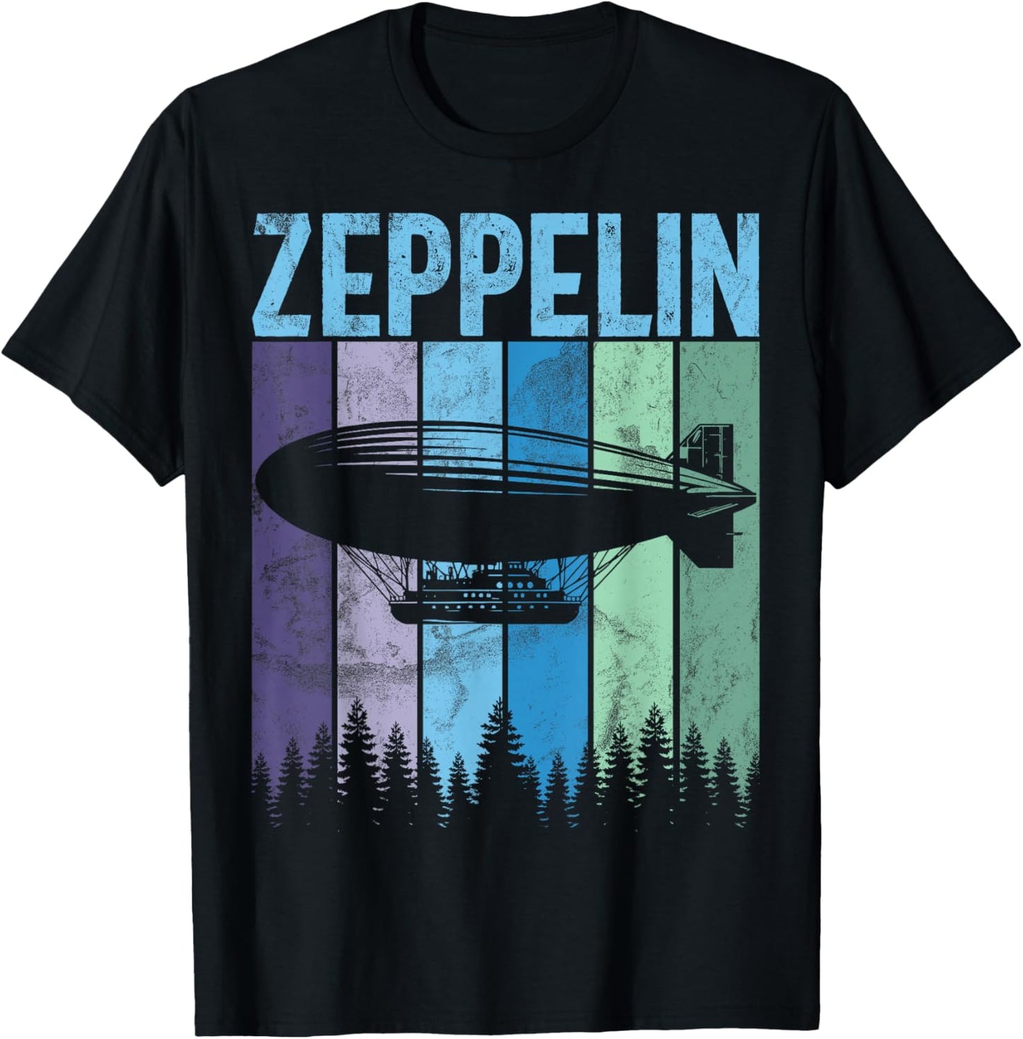 Retro Zeppelin 70s 80s Dirigible Airship Zepelin Zepplin T-Shirt - T-Shirt | Black