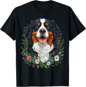 Bernese Mountain Dog Motif Pet Mandala Bernese Mountain T-Shirt - T-Shirt | Black