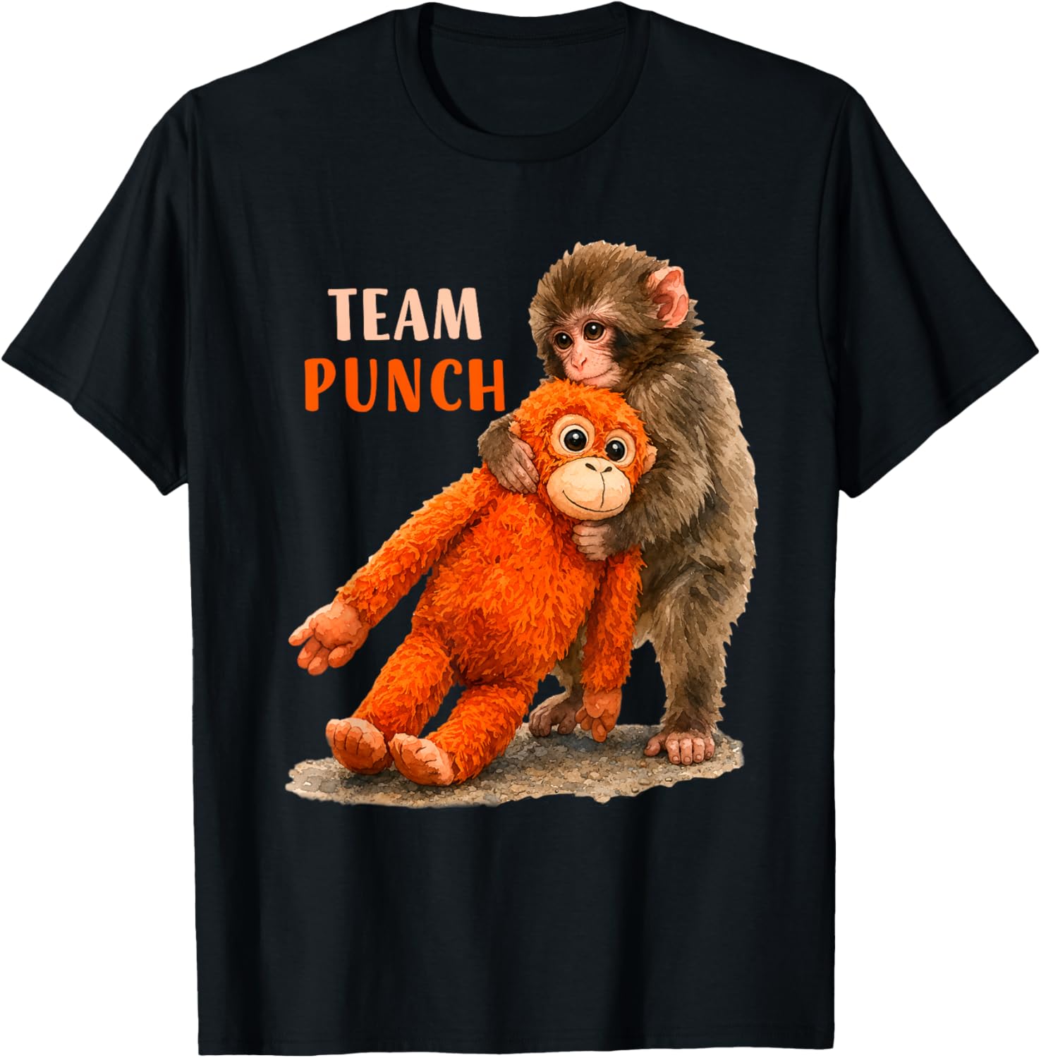 Team Punch Baby Monkey Punch Funny Meme Graphic T-Shirt - T-Shirt | Black