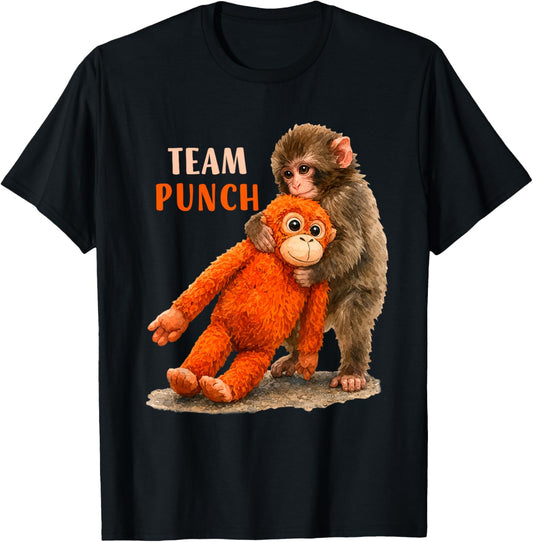 Team Punch Baby Monkey Punch Funny Meme Graphic T-Shirt - T-Shirt | Black