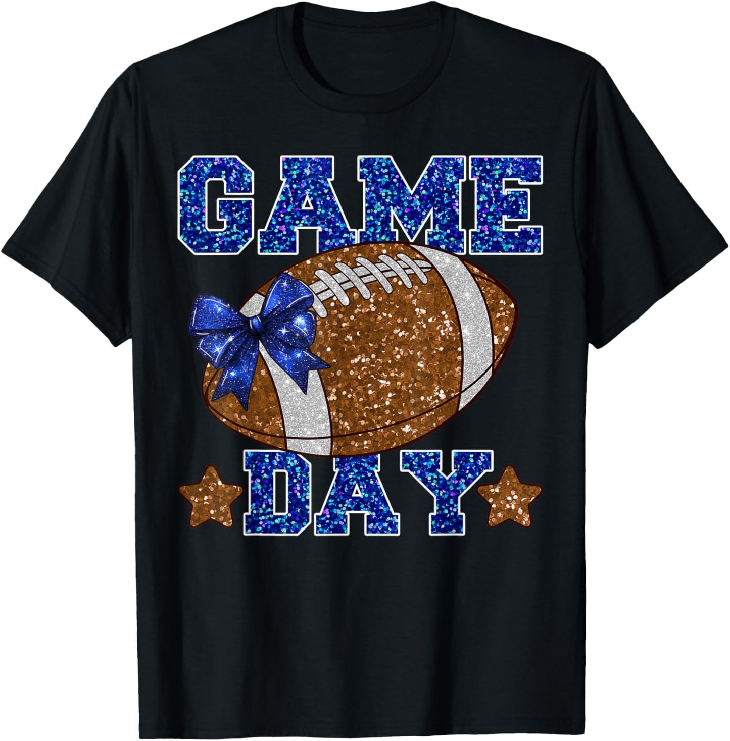 Game Day Football Season Football Mama Girl Blue Gold Vibes T-Shirt - T-Shirt | Black