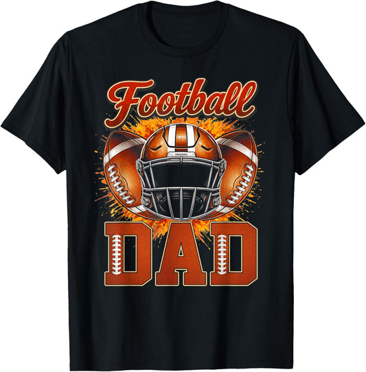 Football Dad Men Daddy Football Player Sports Fathers Day T-Shirt - T-Shirt | Black