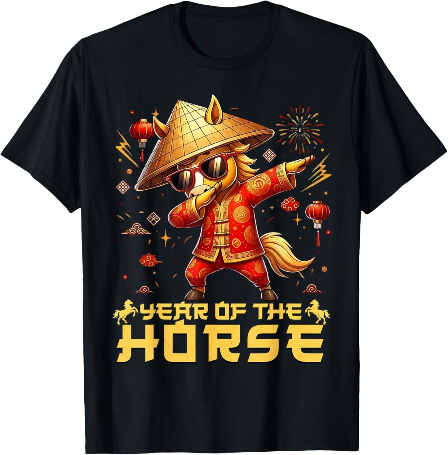 Chinese New Year 2026 Year of the Horse Happy New Year T-Shirt - T-Shirt | Black