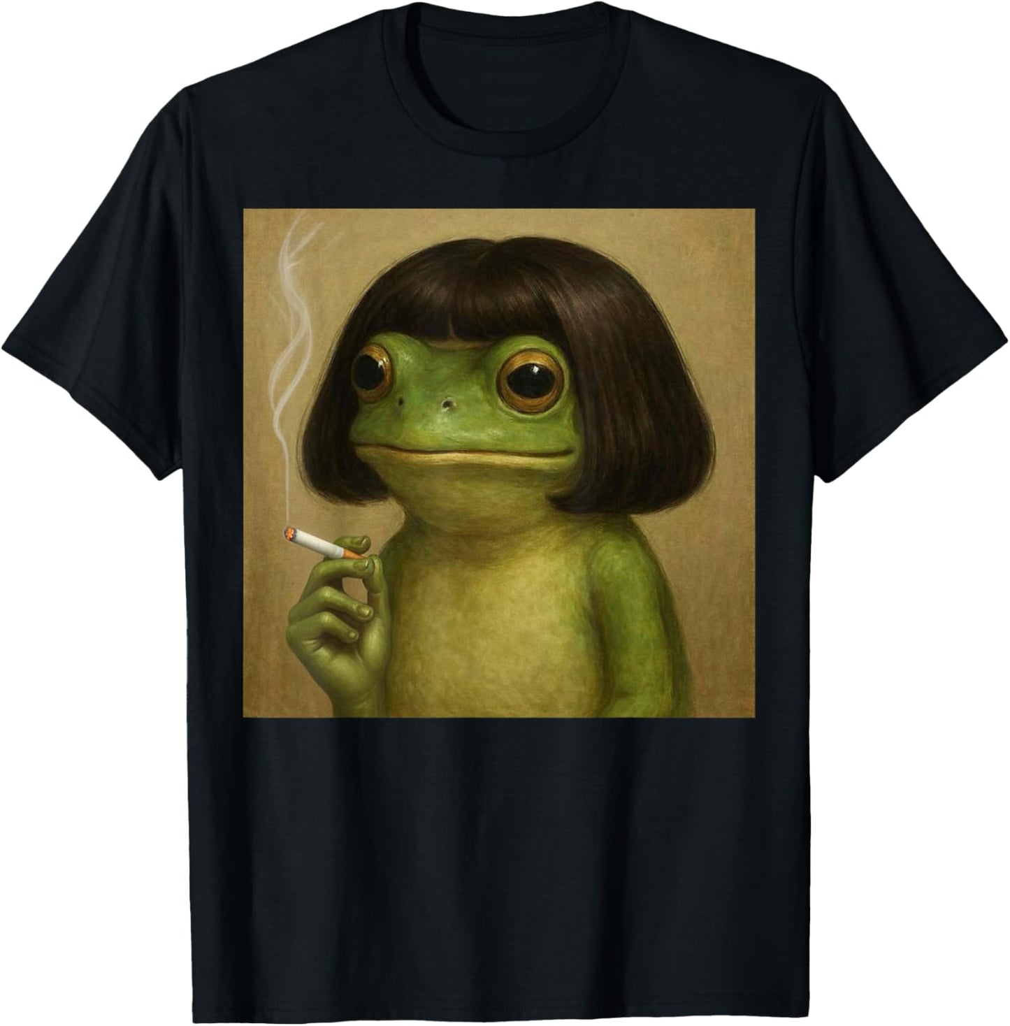 Funny Frog Bob Haircut Smoking Meme Women T-Shirt - T-Shirt | Black