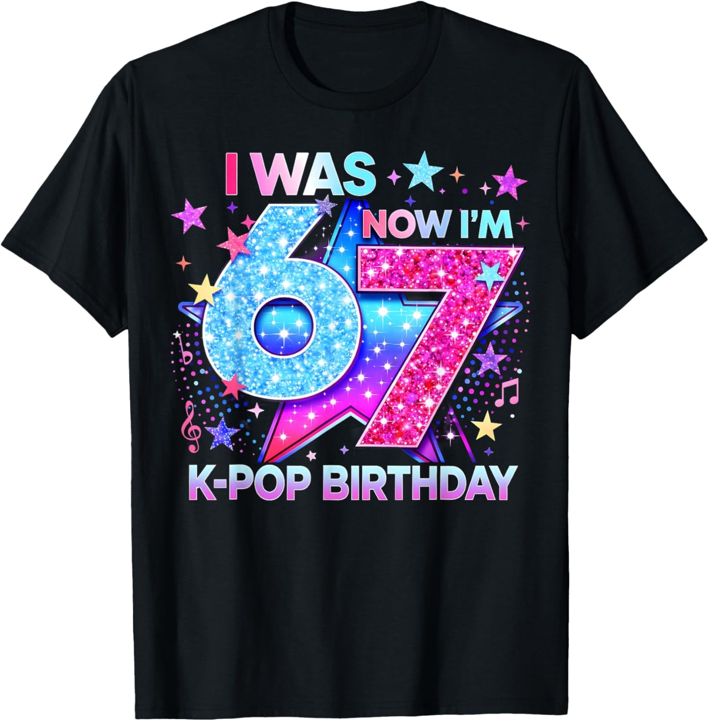 I was 6 Now I'm 7 Kpop Birthday Girl Gifts for Kids Girls T-Shirt - T-Shirt | Black