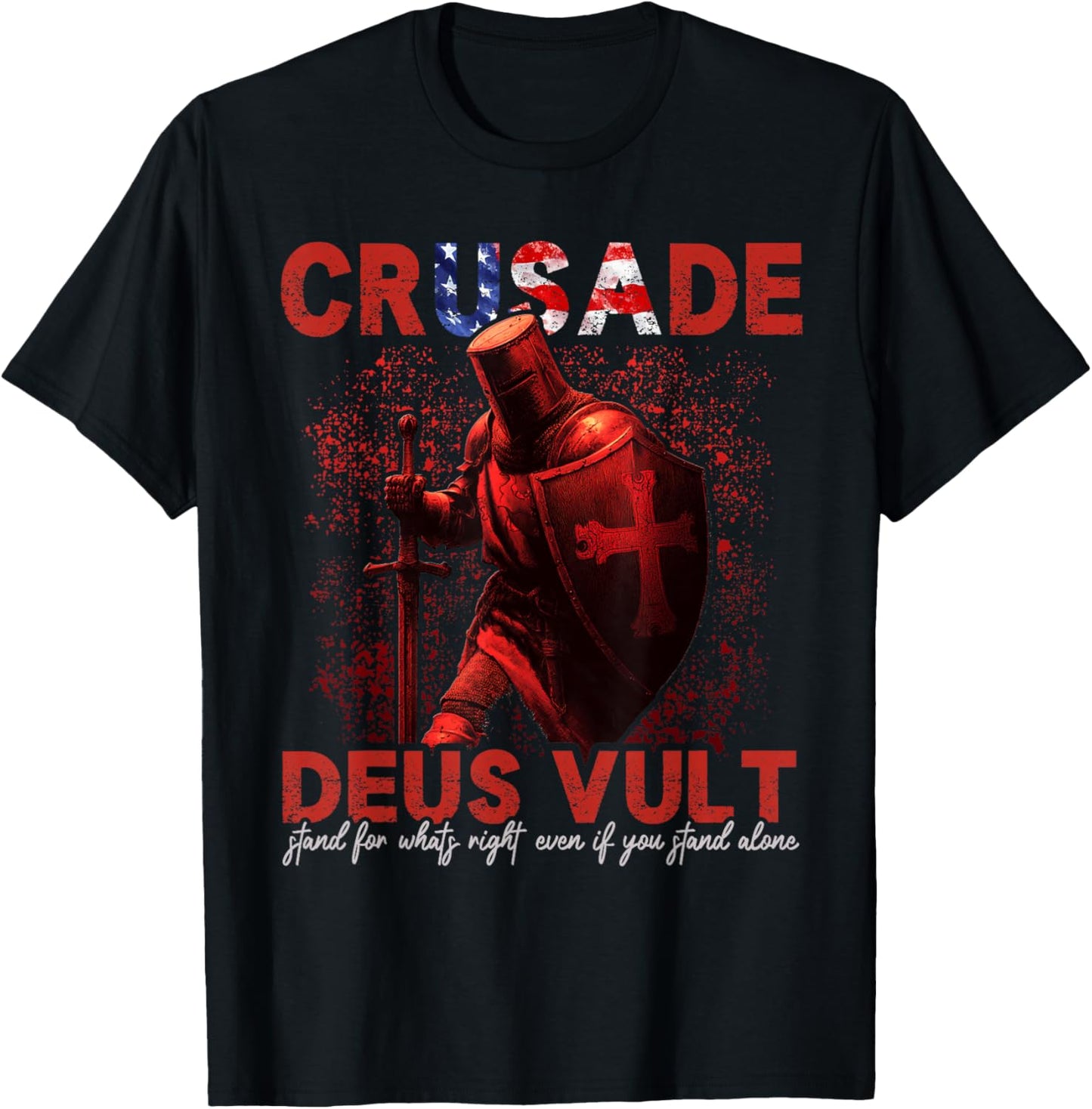 Crusade - USA Crusader Templar Knight Deus Vult T-Shirt - T-Shirt | Black
