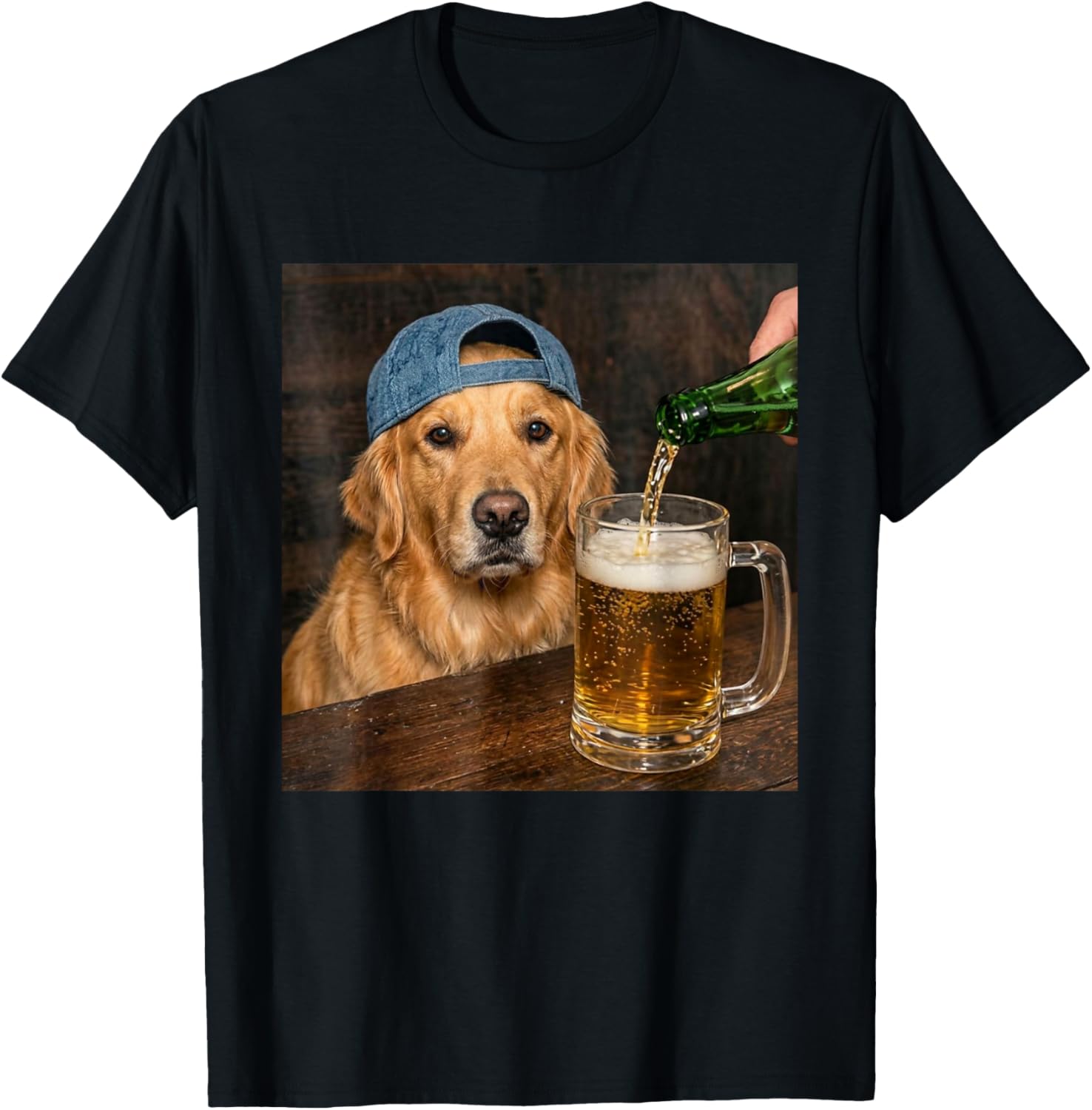 Golden Retriever Drinking Beer Funny Dog Meme T-Shirt - T-Shirt | Black
