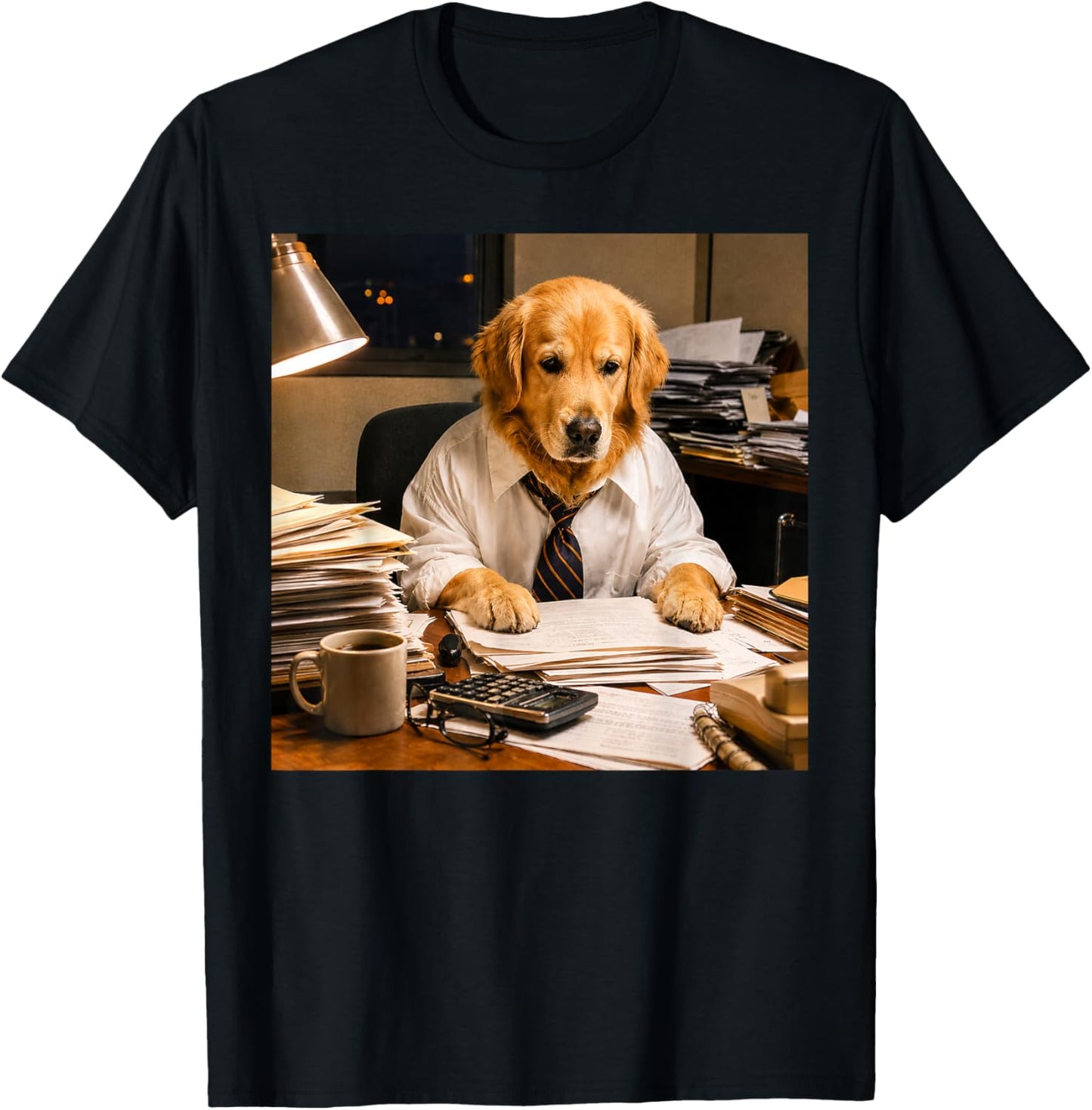 Funny Golden Retriever Office Worker Meme Dog Lover T-Shirt - T-Shirt | Black