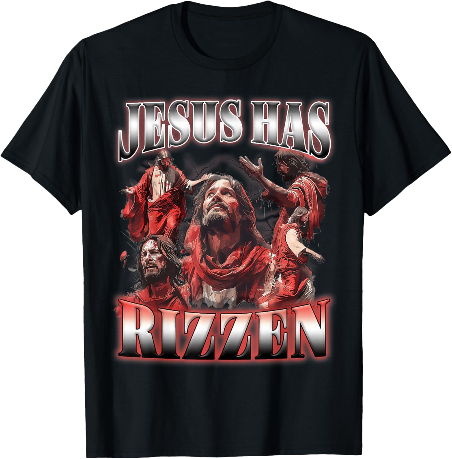 Jesus Has Rizzen Christian Faith Spiritual Humor Matching T-Shirt - T-Shirt | Black