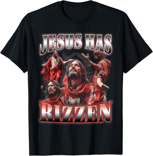 Jesus Has Rizzen Christian Faith Spiritual Humor Matching T-Shirt - T-Shirt | Black