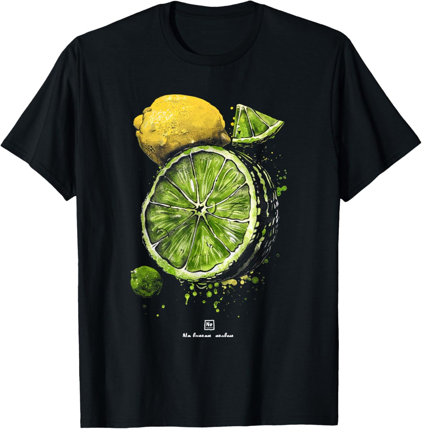 Citrus Splash Yellow and Green Artwork T-Shirt - T-Shirt | Black
