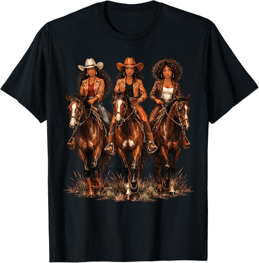 Dope Black Cowgirl Outfit African Western Teens Girl Women T-Shirt - T-Shirt | Black