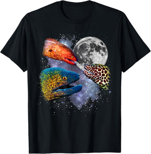 3 Moray EEL Howling at Moon Funny Weird Curse T-Shirt - T-Shirt | Black