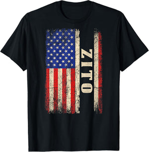 Zito Last Name - Zito Name American Flag (Back) T-Shirt - T-Shirt | Black