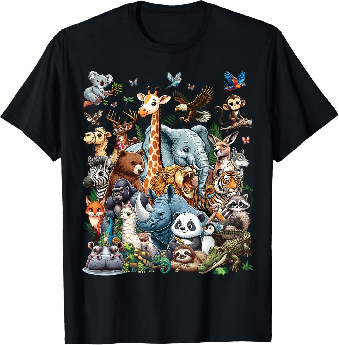 Zoo Animals Wildlife Safari Jungle Zoo Birthday Party T-Shirt - T-Shirt | Black