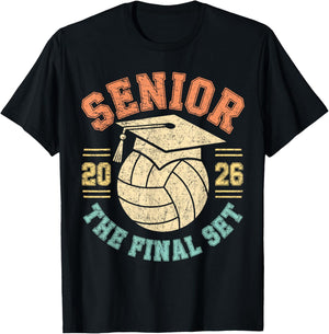 Class of 2026 Senior Volleyball The Final Set Graduation T-Shirt - T-Shirt | Black