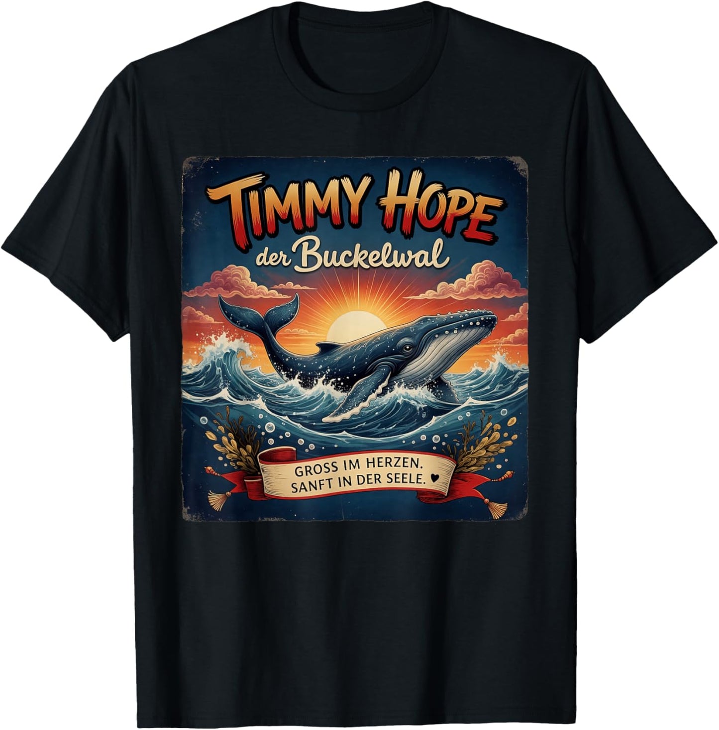 Timmy Hope Buckelwal Wal Meer Ozean Natur Design T-Shirt - T-Shirt | Black