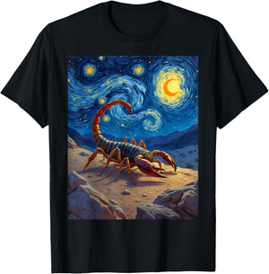 Van Gogh's Starry Night Scorpion Desert Stinger Animal T-Shirt - T-Shirt | Black
