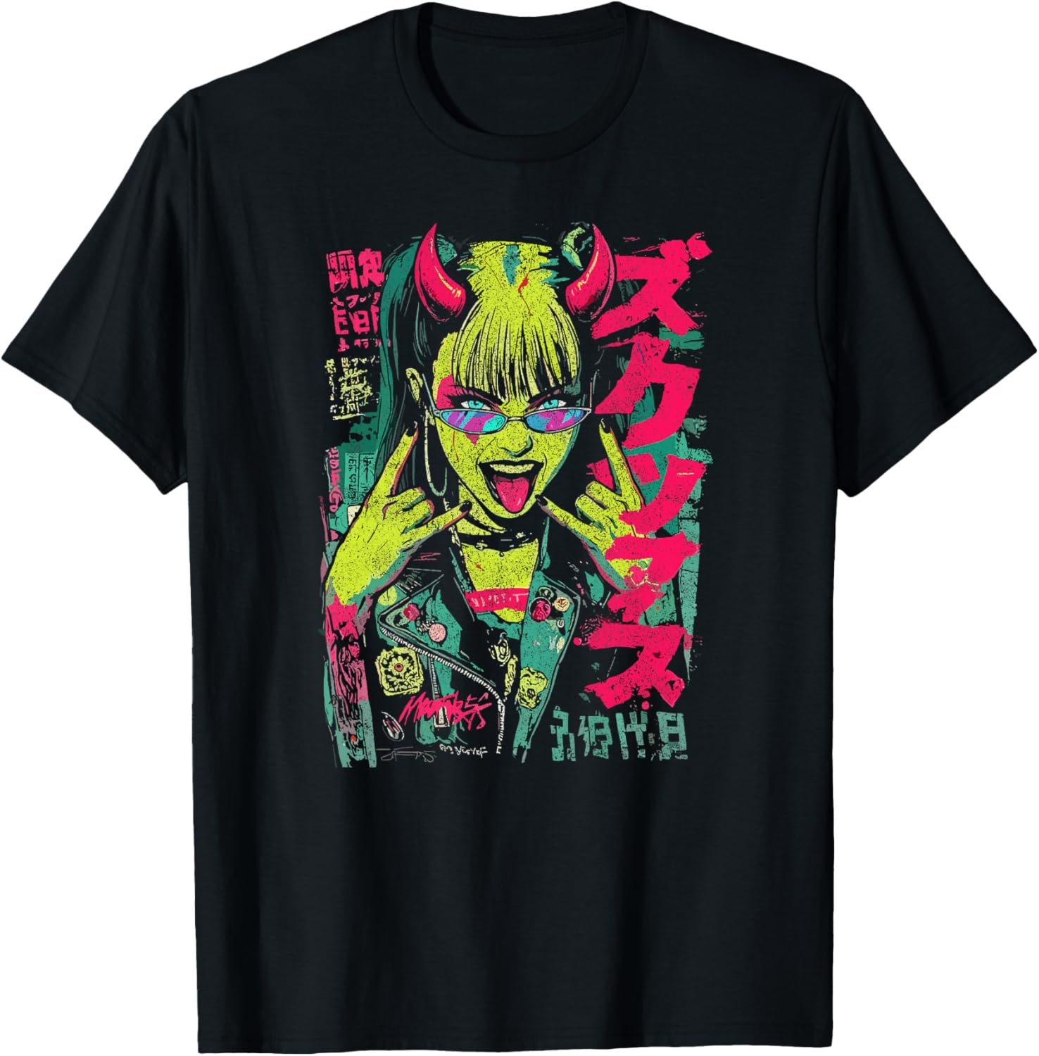 Streetwear Japonais Horreur Gothique Girl Cyberpunk Y2K Anime Haut de Gamme T-Shirt - T-Shirt | Black