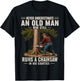 Never Underestimate an Old Man Who Still Runs a Chainsaw 80s T-Shirt - T-Shirt | Black