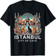 Travel to Istanbul - City of Cats, Turkey, White Font Ed T-Shirt - T-Shirt | Black
