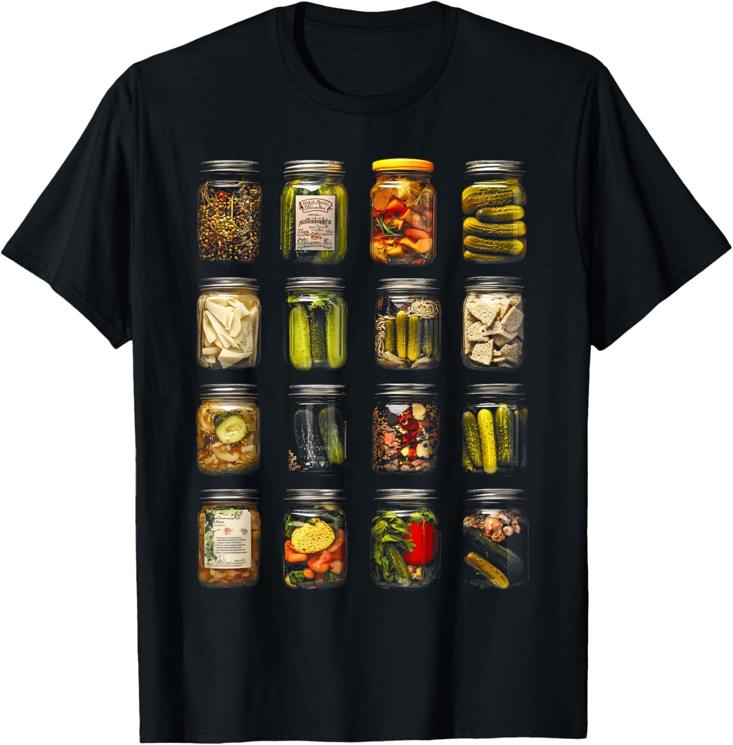 Adults Vintage Retro Canned Pickles Lovers T-Shirt - T-Shirt | Black