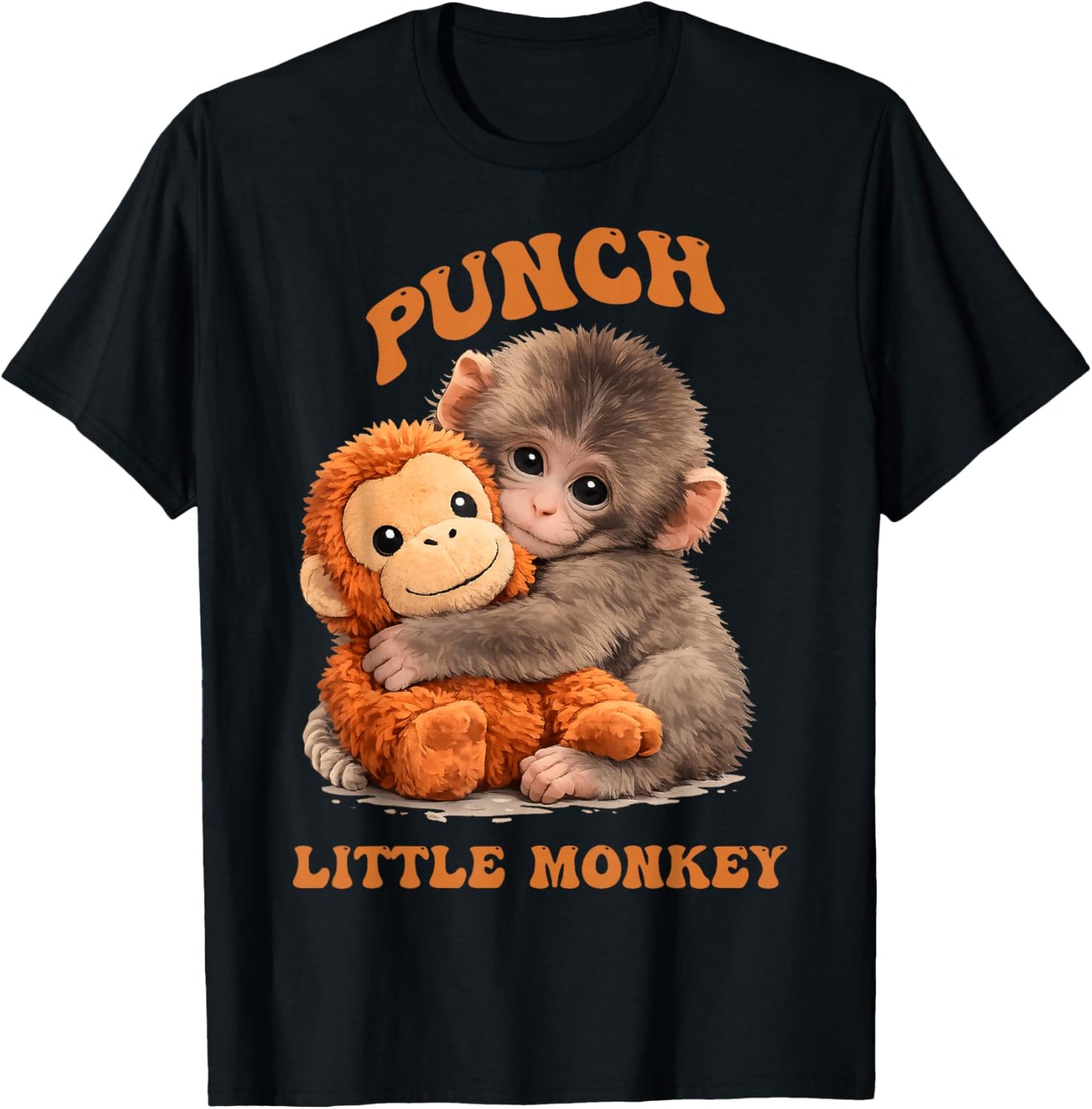 Cute Little Monkey Punch T-Shirt - T-Shirt | Black