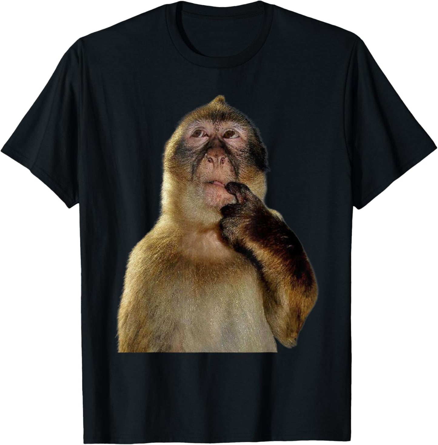 Funny Meme Thinking Monkey Brainrot Internet Meme T-Shirt - T-Shirt | Black