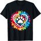 Tie Dye Love Dog Paw Print Heart Animal Lover T-Shirt - T-Shirt | Black