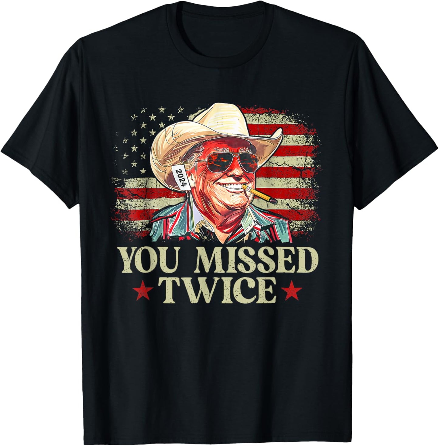 Trump Assassination Attempt Trump 2024 You Missed Twice T-Shirt - T-Shirt | Black
