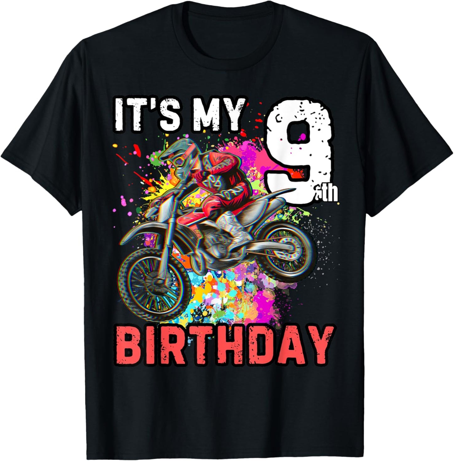It's my 9th Boy Birthday Dirt Bike MX Motocross Birthday T-Shirt - T-Shirt | Black