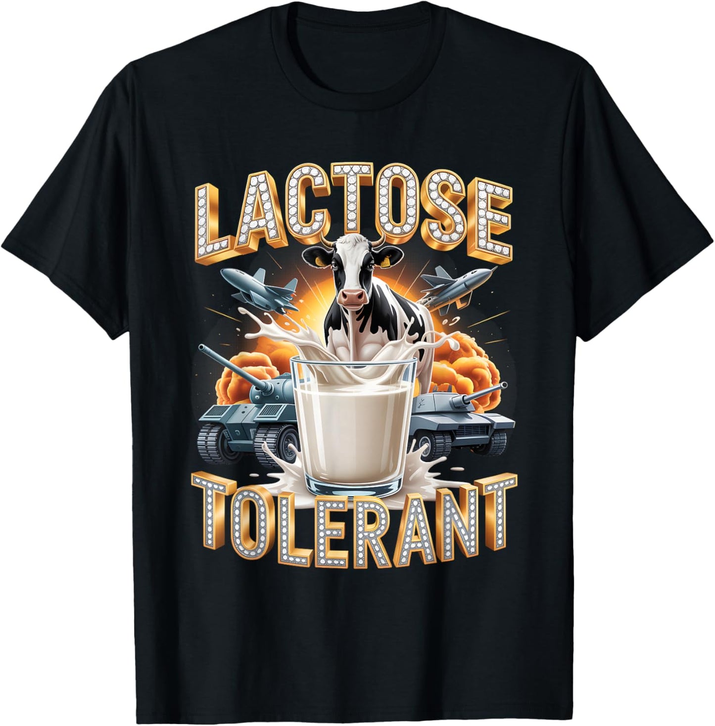 Lactose Tolerant Shirt Dairy Domination Art T-Shirt - T-Shirt | Black