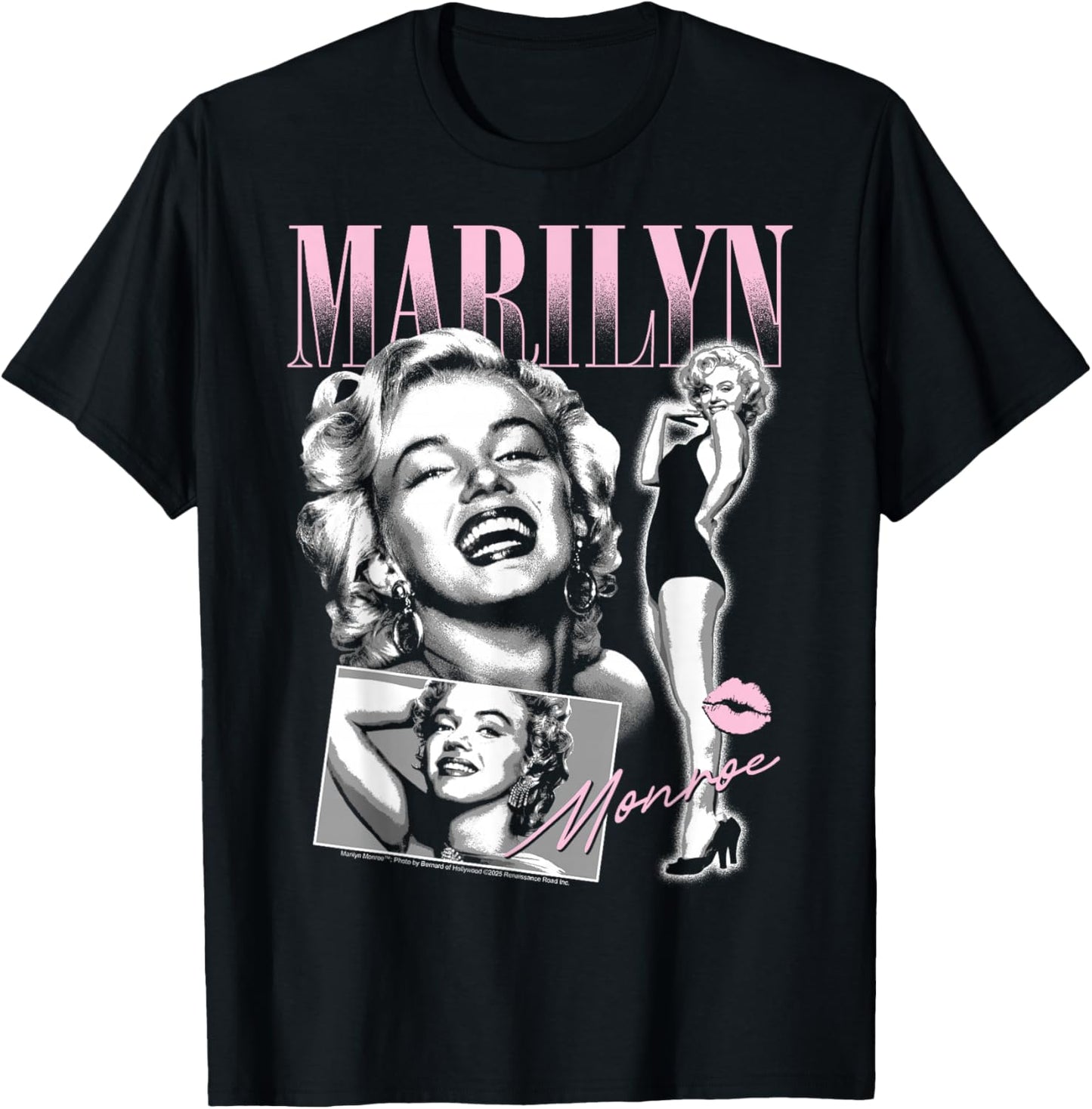 Marilyn Monroe - Retro Portrait Collage Design T-Shirt - T-Shirt | Black