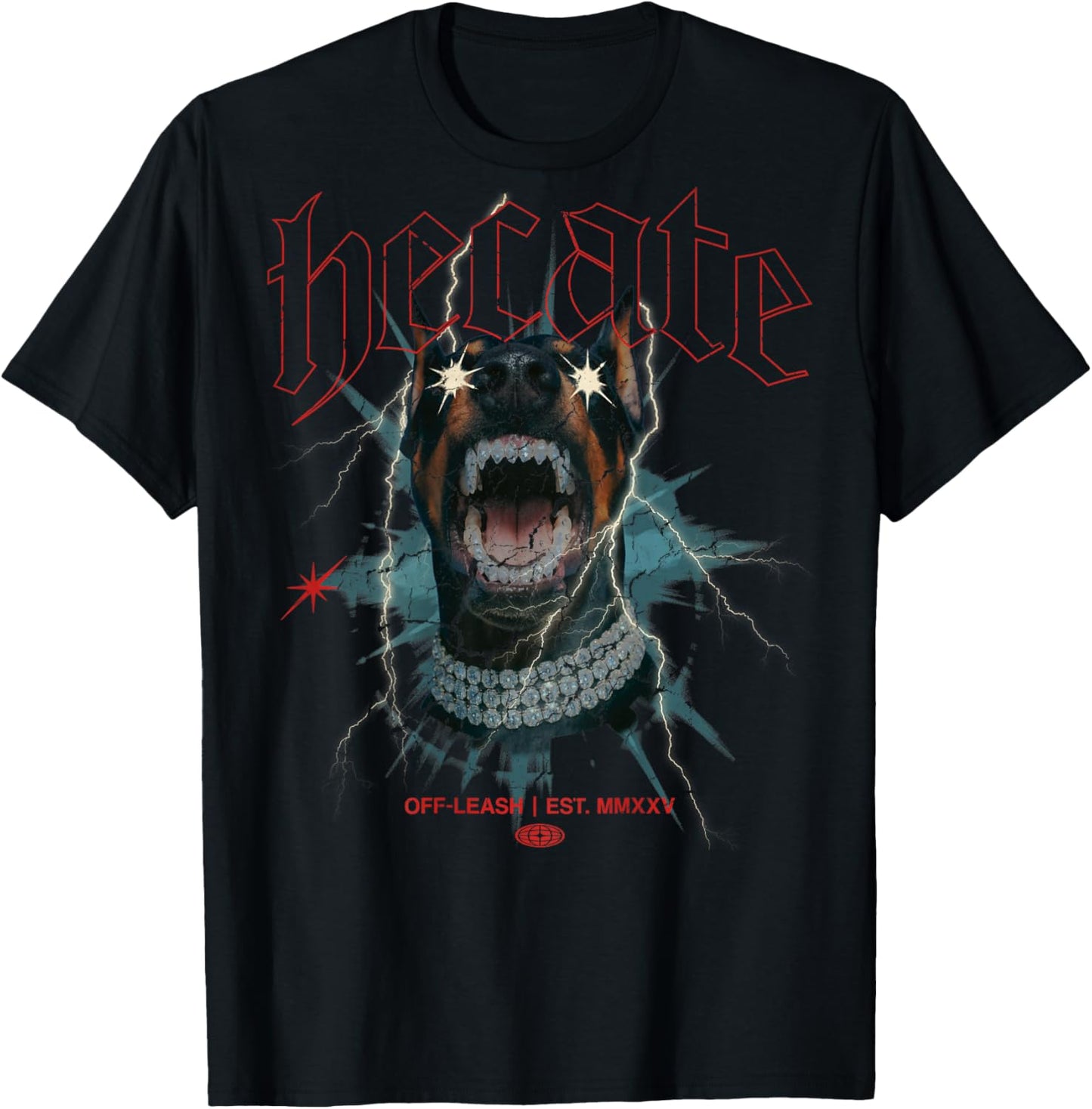 Doberman Dog Vintage Streetwear Urban Hip Hop Y2K (ON Back) T-Shirt - T-Shirt | Black