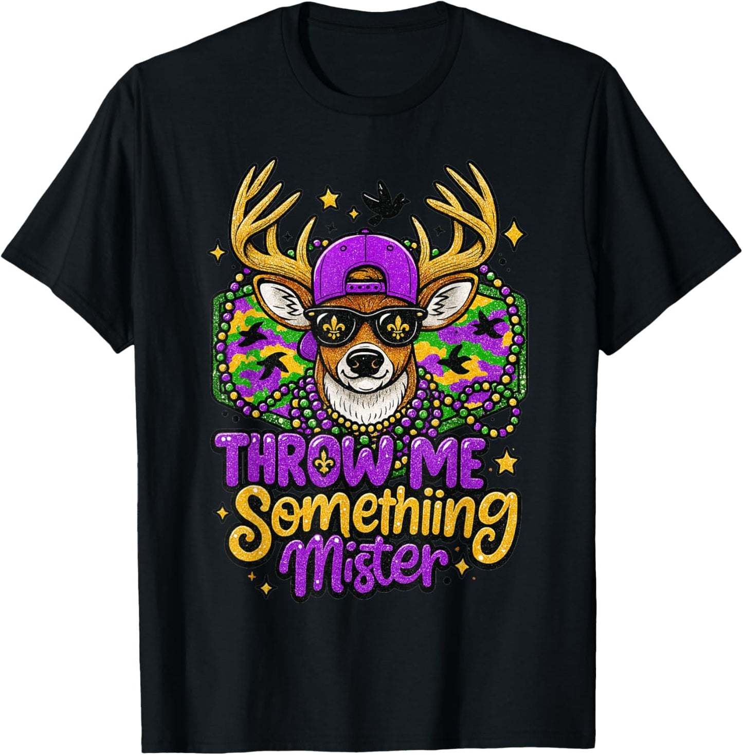 Throw Me Something Mister Buck Deer Mardi Gras Hunting Boys T-Shirt - T-Shirt | Black