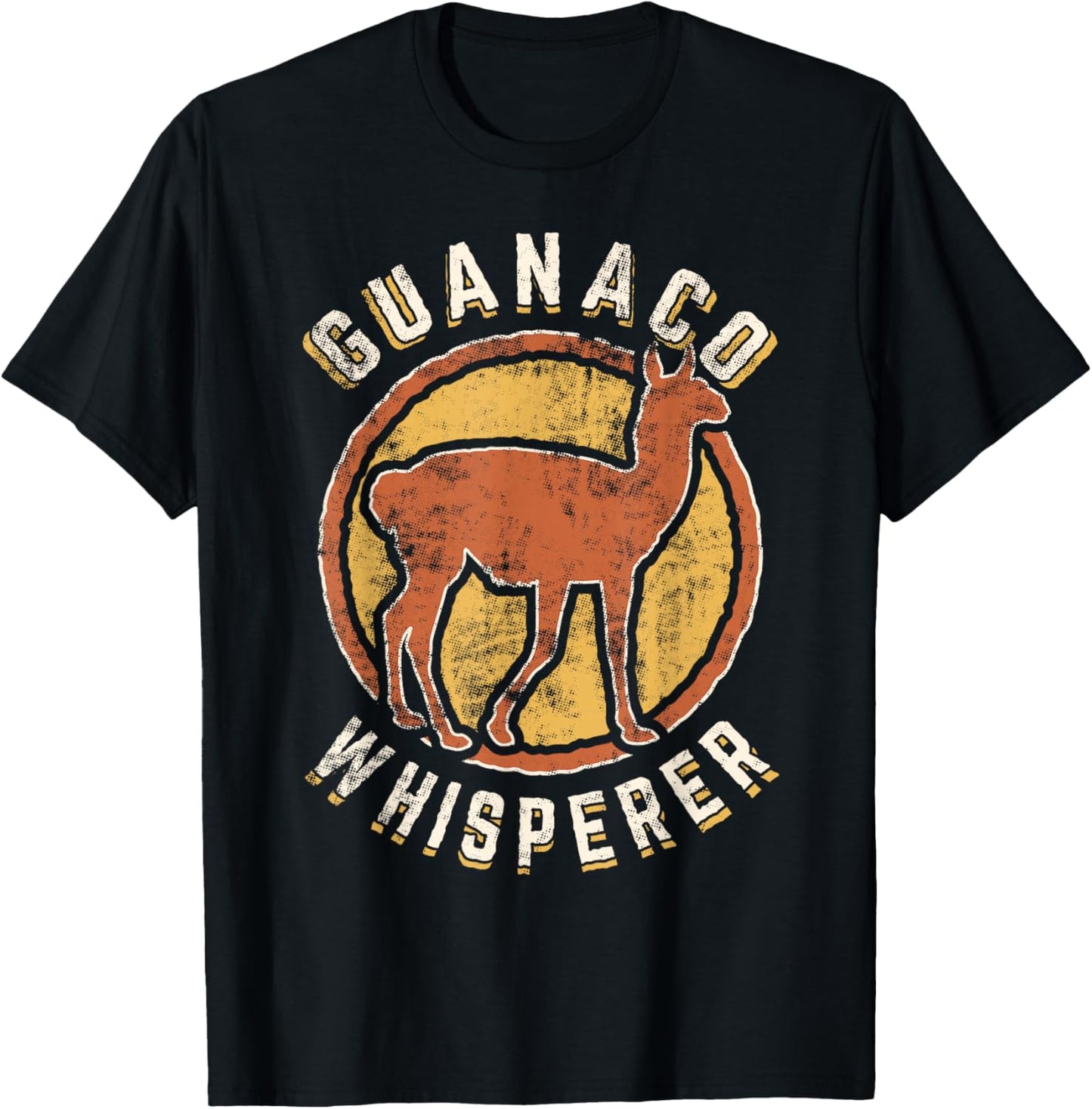 Guanaco Whisperer Vintage Classic Retro Animal Love T-Shirt - T-Shirt | Black