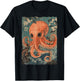 Octopus and Cherry Blossom tree Japanese Woodblock art T-Shirt - T-Shirt | Black