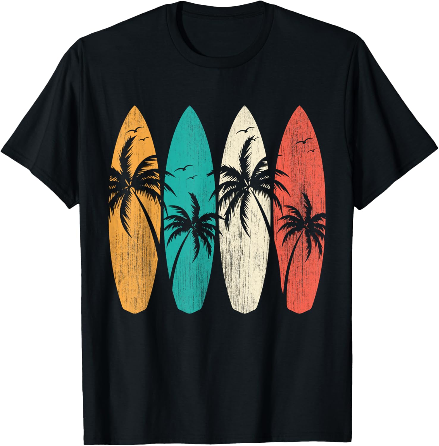Big Wave Surfing Lover Surfboard Squad Vintage Ocean Surfer T-Shirt - T-Shirt | Black