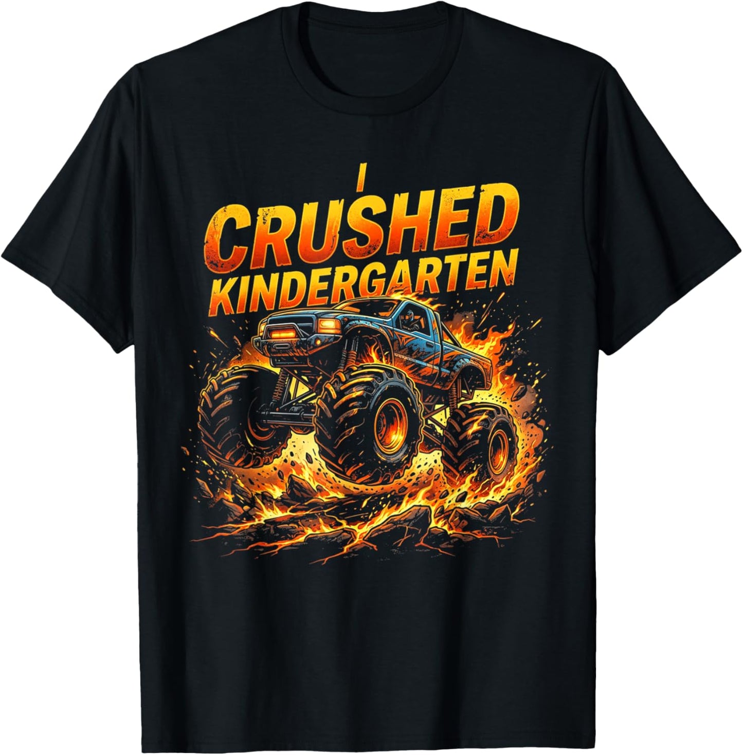 I Crushed Kindergarten Monster Truck Graduation Boys T-Shirt - T-Shirt | Black