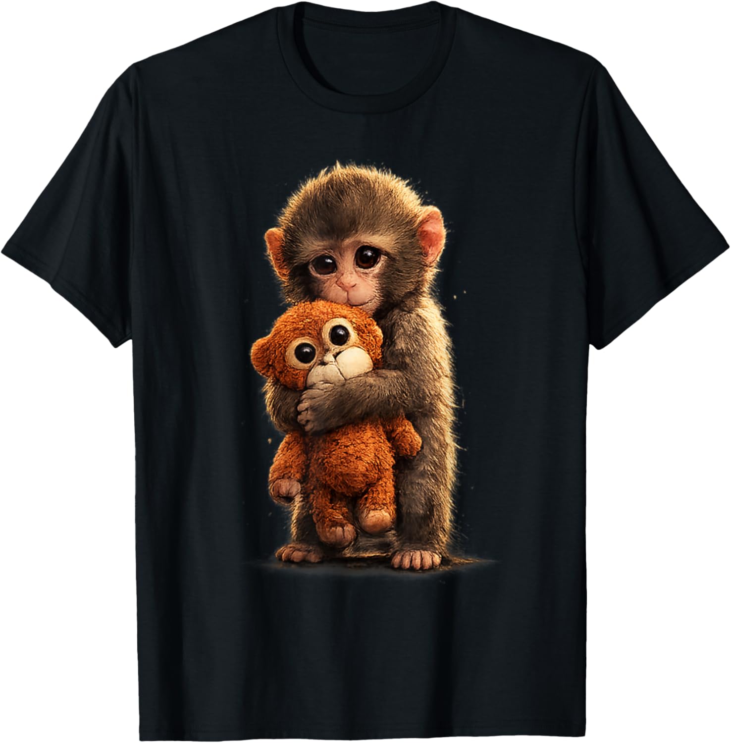Cute Baby Monkey Punch Viral Zoo Japan Design T-Shirt - T-Shirt | Black