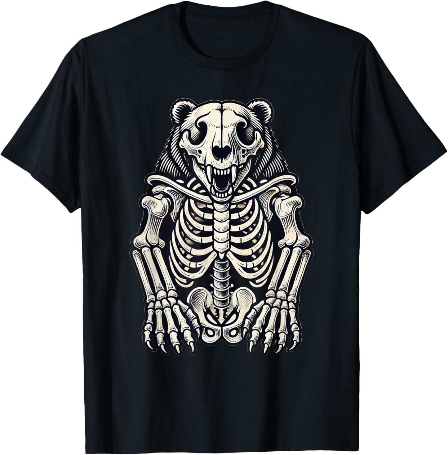 Bear Skeleton Halloween T-Shirt - T-Shirt | Black