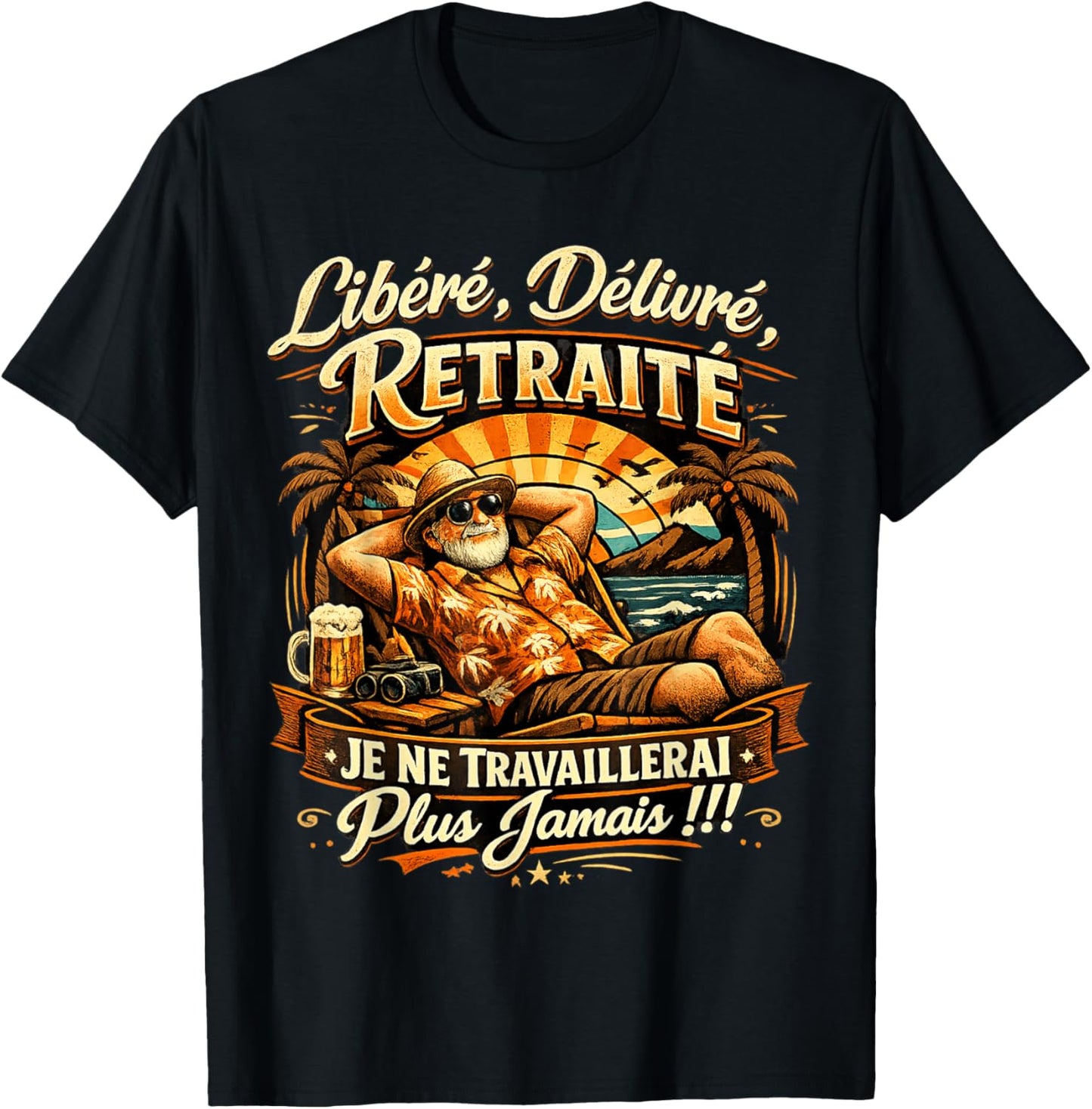 Cadeau Départ Retraite Homme Libéré Délivré Original Humour T-Shirt - T-Shirt | Black