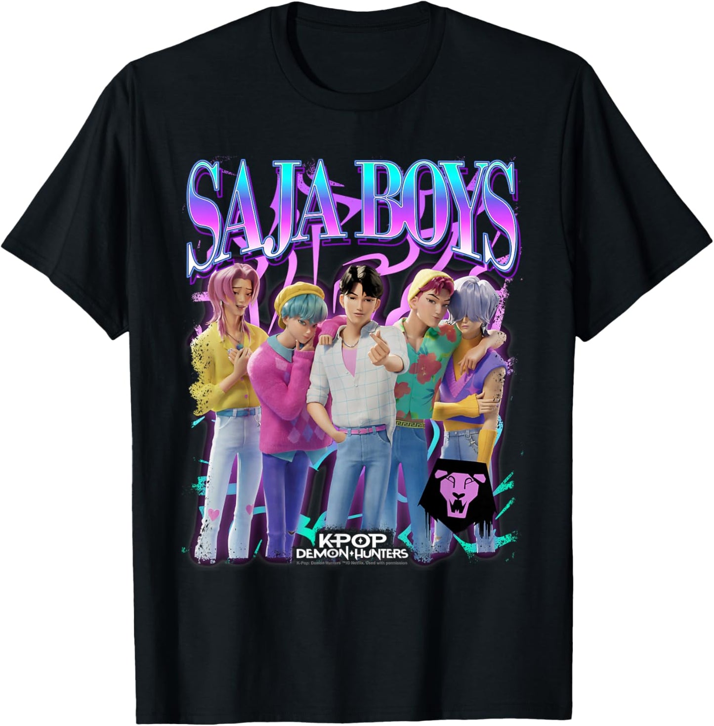 KPop Demon Hunters Saja Boys Bootleg Officially Licensed T-Shirt - T-Shirt | Black