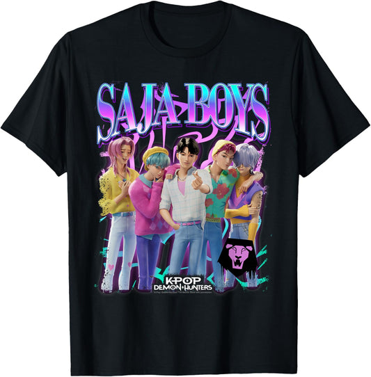 Kpop Demon Hunters Saja Boys Bootleg Officially Licensed T-Shirt - T-Shirt | Black