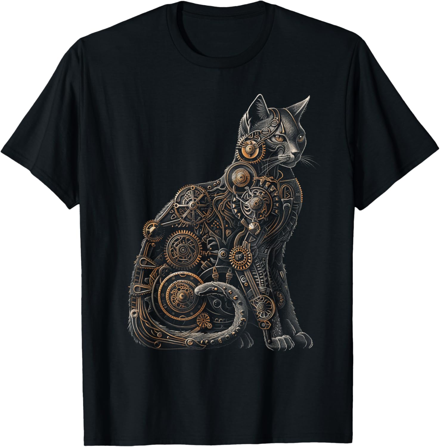 Cat Steampunk Mechanical for Cat Lovers T-Shirt - T-Shirt | Black